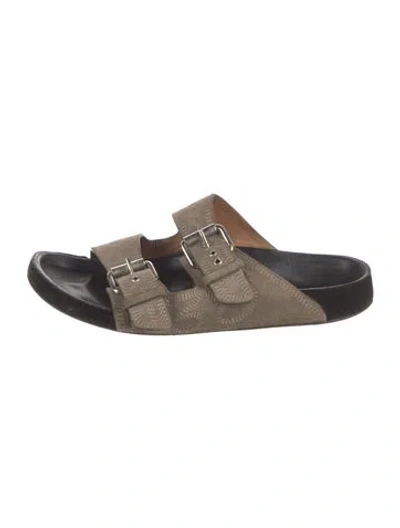 Pre-owned Isabel Marant Suede Patterned Slides In Green