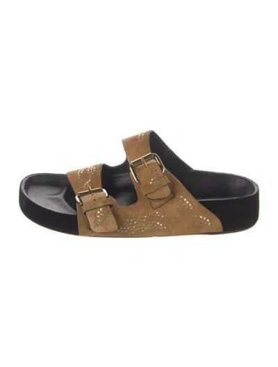 Pre-owned Isabel Marant Suede Patterned Slides In Neutrals