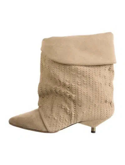 Pre-owned Isabel Marant Suede Patterned Slouch Boots In Neutrals