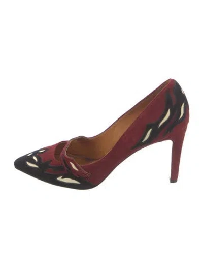 Pre-owned Isabel Marant Suede Patterned T-strap Pumps In Black/red/white