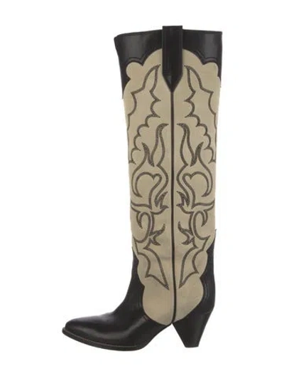 Pre-owned Isabel Marant Suede Patterned Western Boots In Neutrals