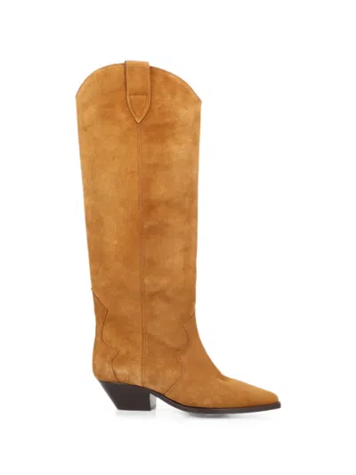 Isabel Marant Suede Knee-high Cowboy Boots In Brown