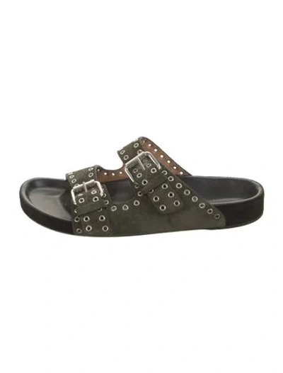 Pre-owned Isabel Marant Suede Polka Dot Print Slides In Black