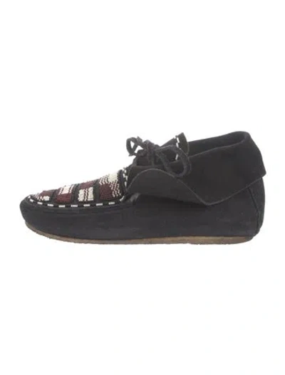 Pre-owned Isabel Marant Suede Printed Flats In Black