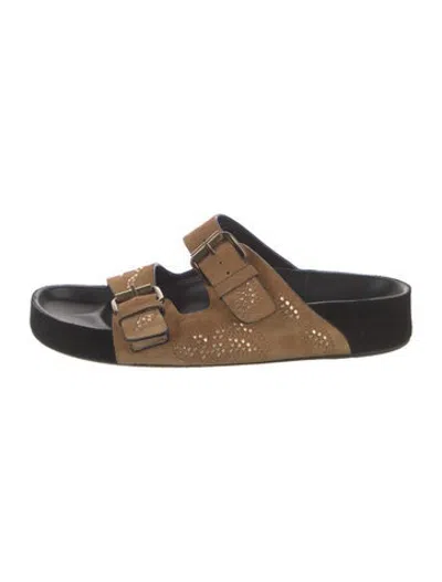 Pre-owned Isabel Marant Suede Printed Slides In Neutrals