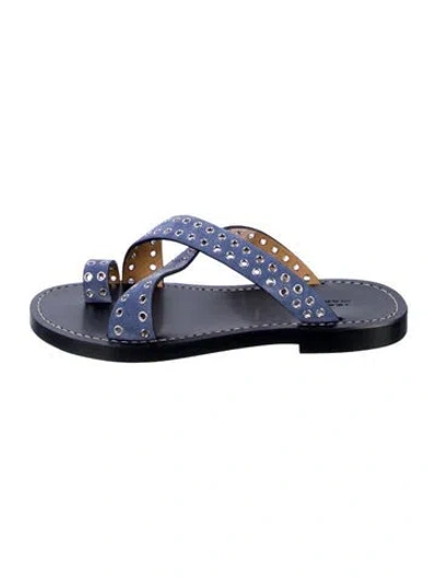 Pre-owned Isabel Marant Suede Printed Slides W/ Tags In Blue
