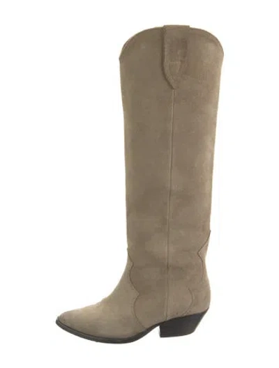 Pre-owned Isabel Marant Suede Riding Boots In Green