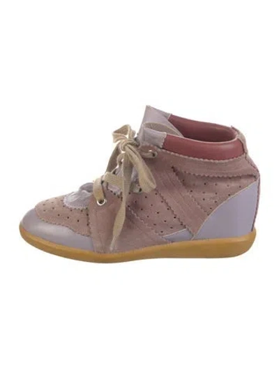 Pre-owned Isabel Marant Suede Scalloped Accent Wedge Sneakers In Pink