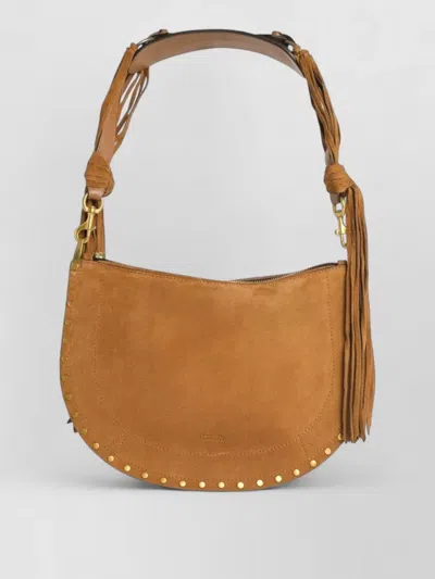 Isabel Marant Suede Shoulder Bag Fringe Studs Strap In Gold