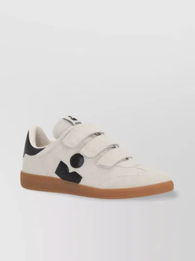 Isabel Marant Suede Sneakers With Branded Heel Counter In Beige