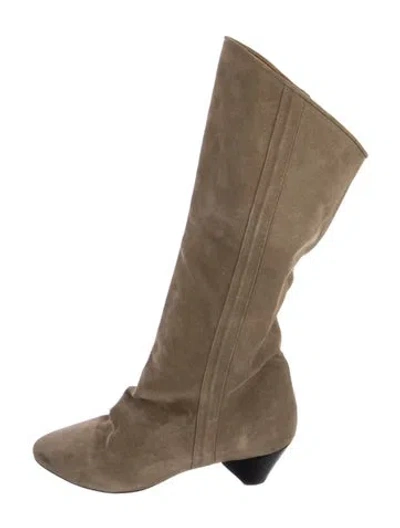 Pre-owned Isabel Marant Suede Sock Boots In Green