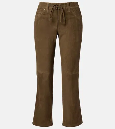 Isabel Marant Suede Straight-leg Pants In Brown