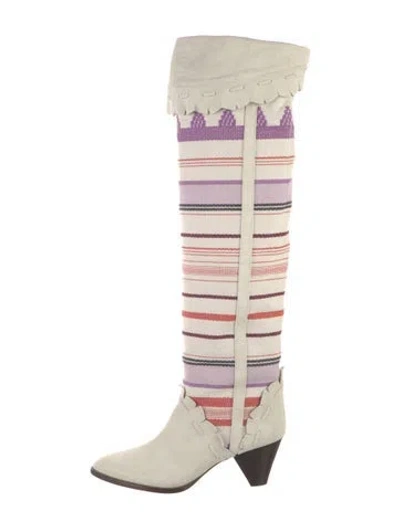 Pre-owned Isabel Marant Suede Striped Boots In Neutrals