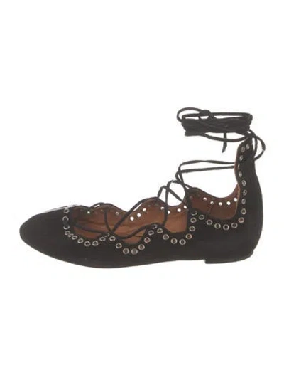 Pre-owned Isabel Marant Suede Studded Accents Ballet Flats In Black