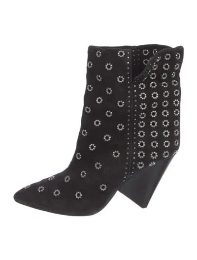 Pre-owned Isabel Marant Suede Studded Accents Boots In Black