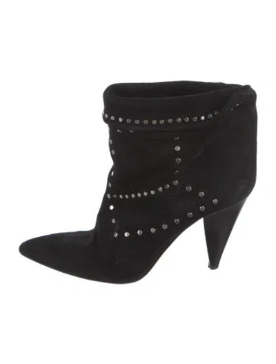 Pre-owned Isabel Marant Suede Studded Accents Boots In Black