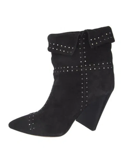 Pre-owned Isabel Marant Suede Studded Accents Boots In Black