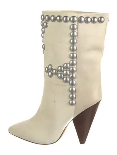 Pre-owned Isabel Marant Suede Studded Accents Boots In Neutral