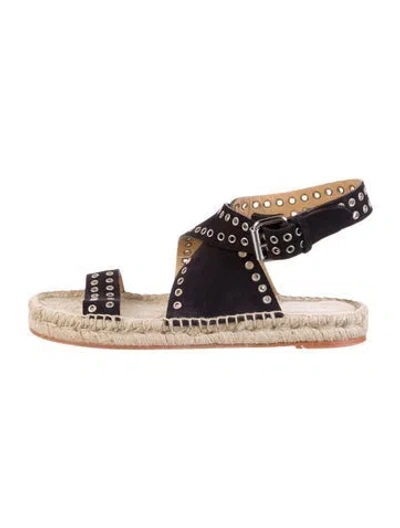 Pre-owned Isabel Marant Suede Studded Accents Espadrilles In Black