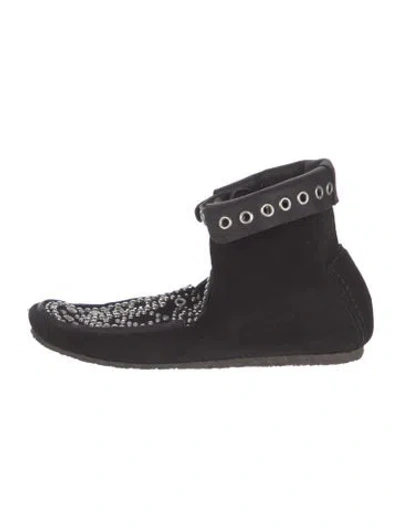 Pre-owned Isabel Marant Suede Studded Accents Flats In Black