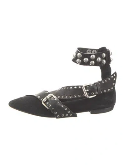 Pre-owned Isabel Marant Suede Studded Accents Flats In Black