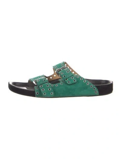 Pre-owned Isabel Marant Suede Studded Accents Flats In Green