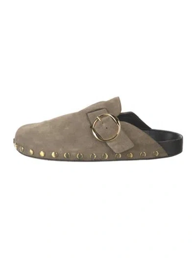 Pre-owned Isabel Marant Suede Studded Accents Mules In Green