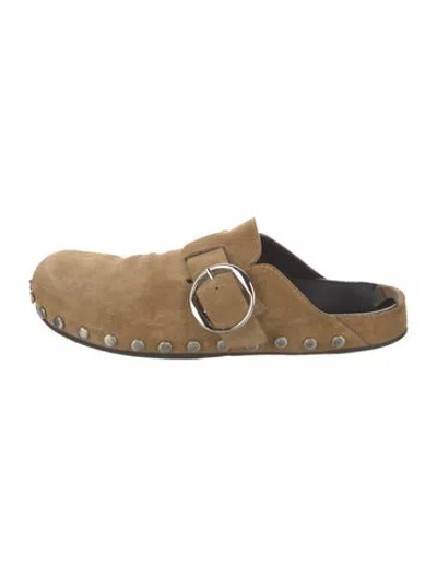 Pre-owned Isabel Marant Suede Studded Accents Mules In Neutrals