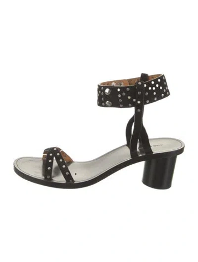 Pre-owned Isabel Marant Suede Studded Accents Sandals In Black