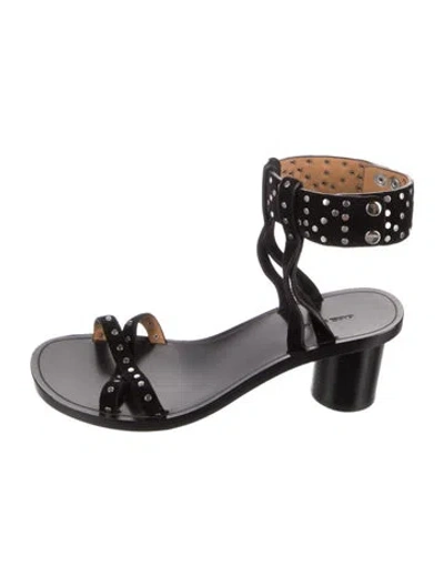 Pre-owned Isabel Marant Suede Studded Accents Sandals In Black