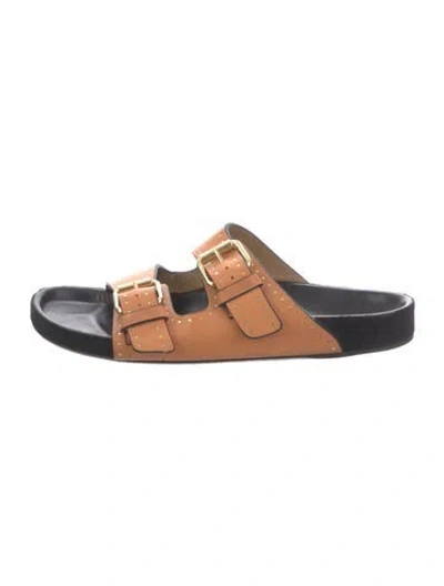 Pre-owned Isabel Marant Suede Studded Accents Sandals In Brown