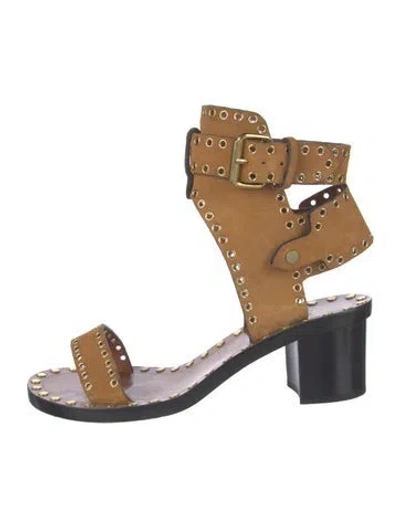 Pre-owned Isabel Marant Suede Studded Accents Sandals In Gold