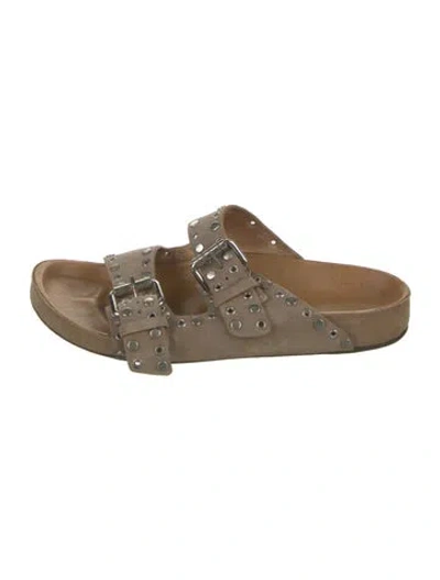 Pre-owned Isabel Marant Suede Studded Accents Sandals In Neutral