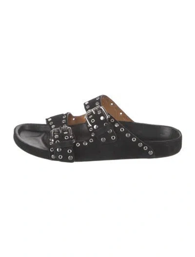 Pre-owned Isabel Marant Suede Studded Accents Slides In Black