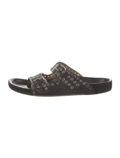 Pre-owned Isabel Marant Suede Studded Accents Slides In Black