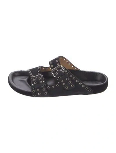 Pre-owned Isabel Marant Suede Studded Accents Slides In Black