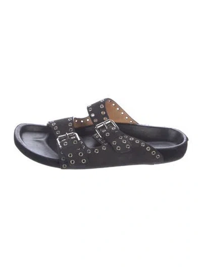 Pre-owned Isabel Marant Suede Studded Accents Slides In Black
