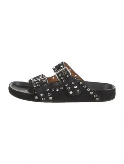 Pre-owned Isabel Marant Suede Studded Accents Slides In Black