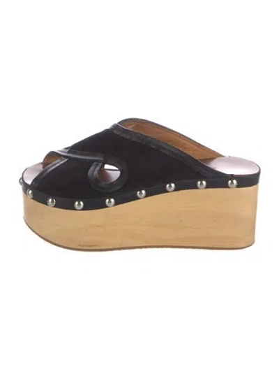 Pre-owned Isabel Marant Suede Studded Accents Slides In Black