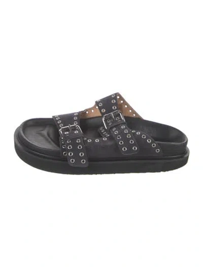 Pre-owned Isabel Marant Suede Studded Accents Slides In Black