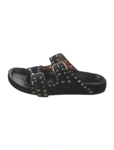 Pre-owned Isabel Marant Suede Studded Accents Slides In Black