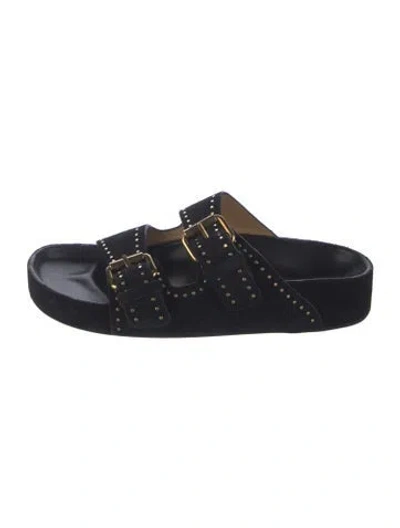 Pre-owned Isabel Marant Suede Studded Accents Slides In Black