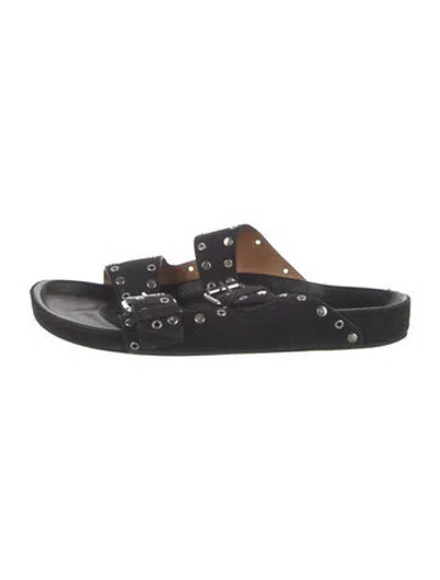 Pre-owned Isabel Marant Suede Studded Accents Slides In Black