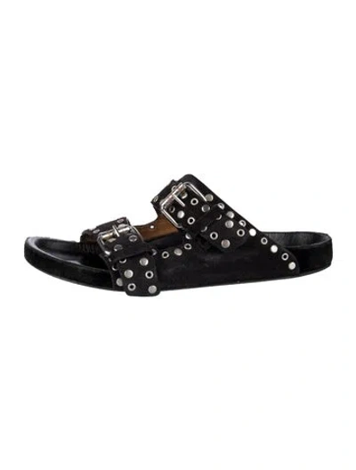 Pre-owned Isabel Marant Suede Studded Accents Slides In Blue