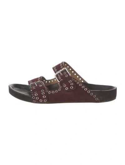 Pre-owned Isabel Marant Suede Studded Accents Slides In Burgundy