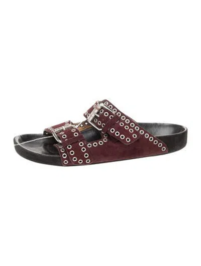 Pre-owned Isabel Marant Suede Studded Accents Slides In Burgundy