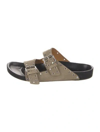 Pre-owned Isabel Marant Suede Studded Accents Slides In Neutral