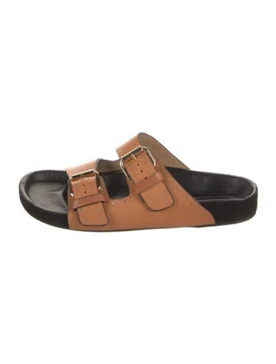 Pre-owned Isabel Marant Suede Studded Accents Slides In Orange