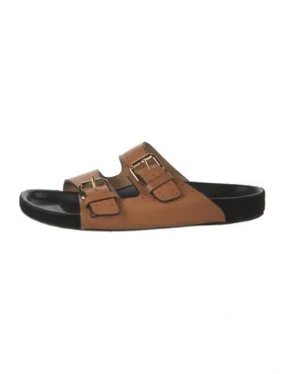 Pre-owned Isabel Marant Suede Studded Accents Slides In Orange