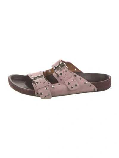 Pre-owned Isabel Marant Suede Studded Accents Slides In Pink